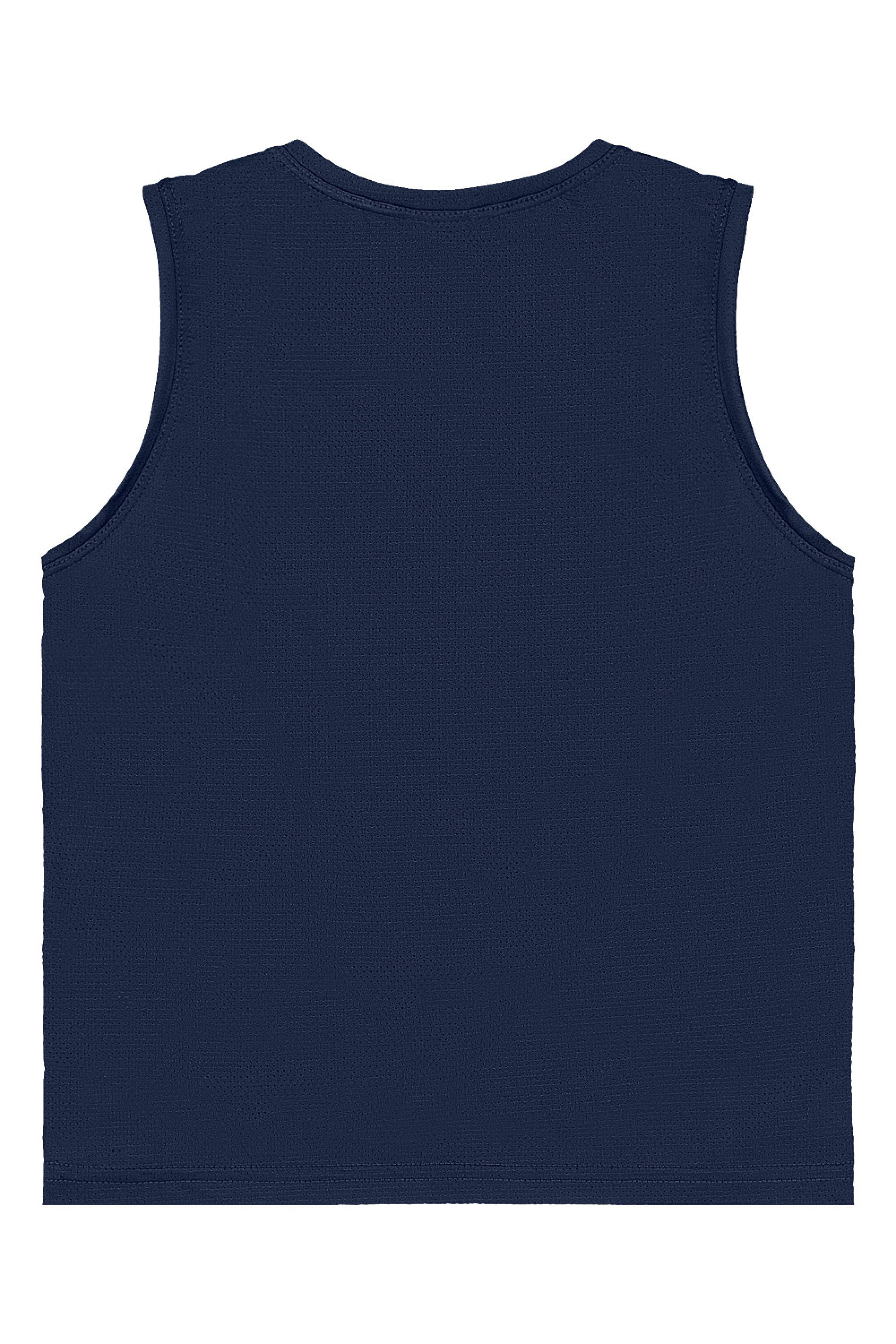 Regata Infantil Menino em Malha Dry Fit com Aplique Refletivo (Azul Marinho) Quimby - Imagem 14